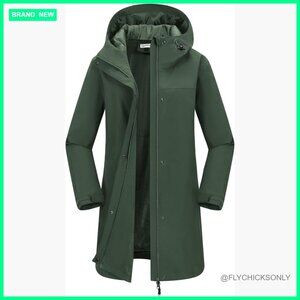 Waterproof Breathable Rain Jacket with Hood Long Trench Coat Windbreaker